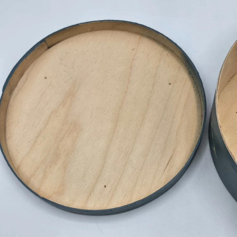 Vintage Wood Wooden‎ Tole Hand Made Hand Painted Round Trinket Box Floral